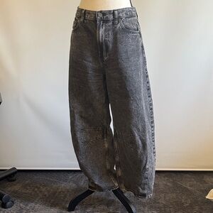 Women's Charcoal Wide Leg Barrel Jeans